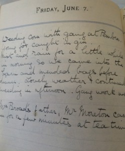 Page from Miss Bennett diary